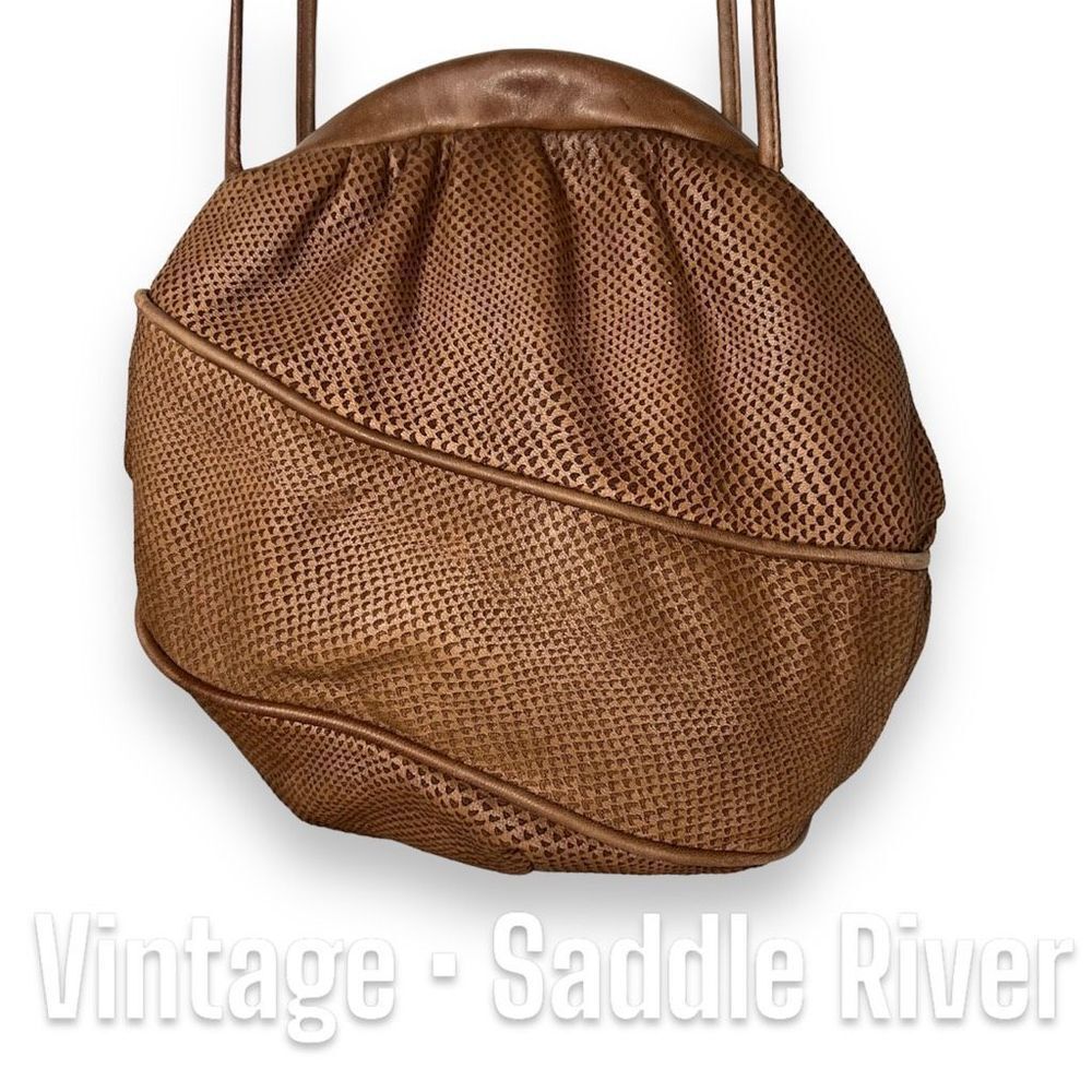 Vintage Saddle River, Soft Structure Rounded Bucket Style Bag Crossbody Purse
